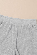 Load image into Gallery viewer, Light Grey 3 Pieces Rib Crop Camisole Matching Shorts Lounge Set with Cardigan - Fashion Queen -  10
