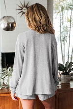 Load image into Gallery viewer, Light Grey 3 Pieces Rib Crop Camisole Matching Shorts Lounge Set with Cardigan - Fashion Queen -  14
