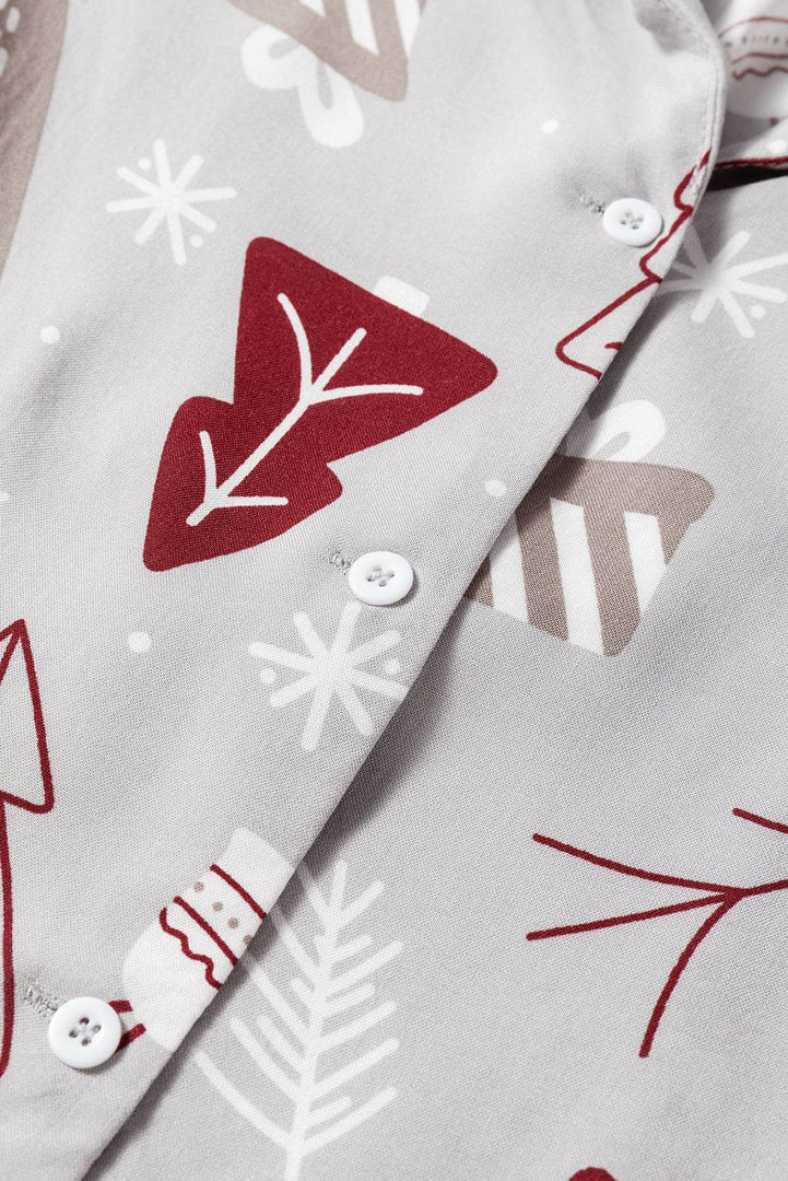 Light Grey Christmas Printed Shirt and Pants Pajama Set - Fashion Queen -  12