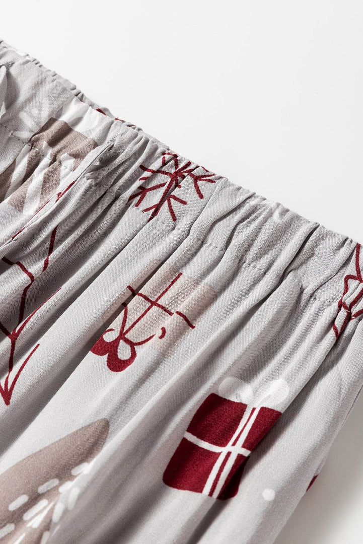 Light Grey Christmas Printed Shirt and Pants Pajama Set - Fashion Queen -  15