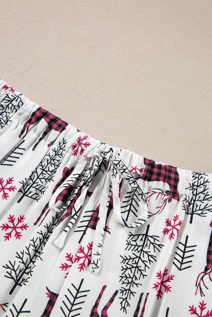 Light Grey Christmas Printed Shirt and Pants Pajama Set - Fashion Queen -  27