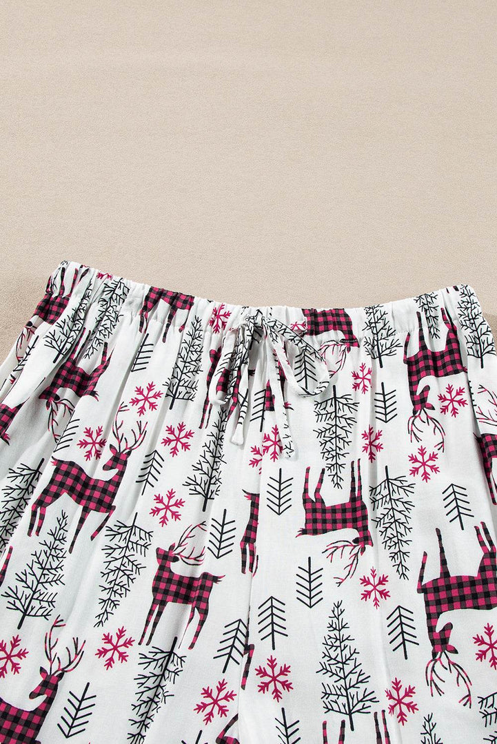 Light Grey Christmas Printed Shirt and Pants Pajama Set - Fashion Queen -  28