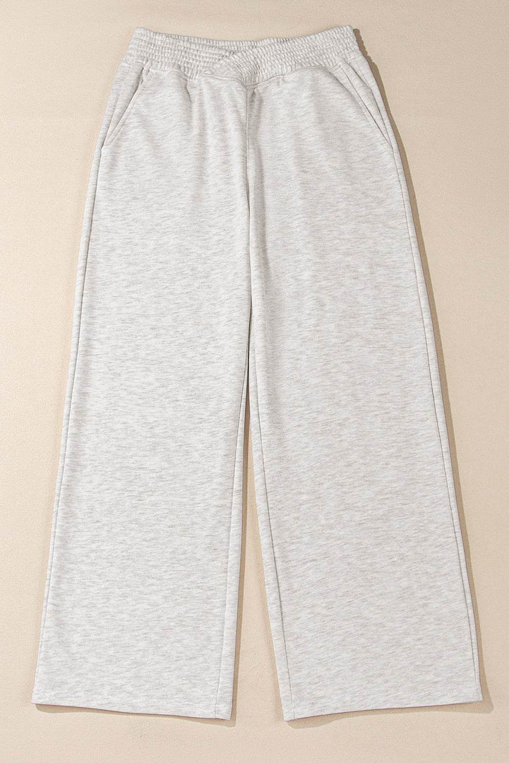 Light Grey Cross-Waist Wide Leg Lounge Pants - Fashion Queen -  13
