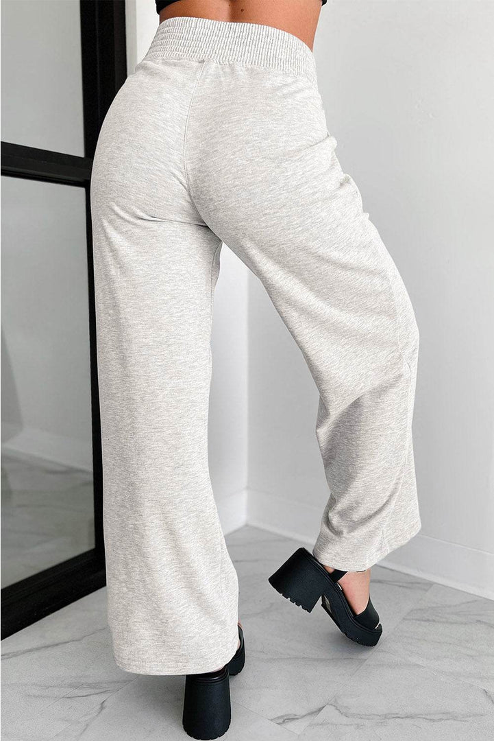 Light Grey Cross-Waist Wide Leg Lounge Pants - Fashion Queen -  2