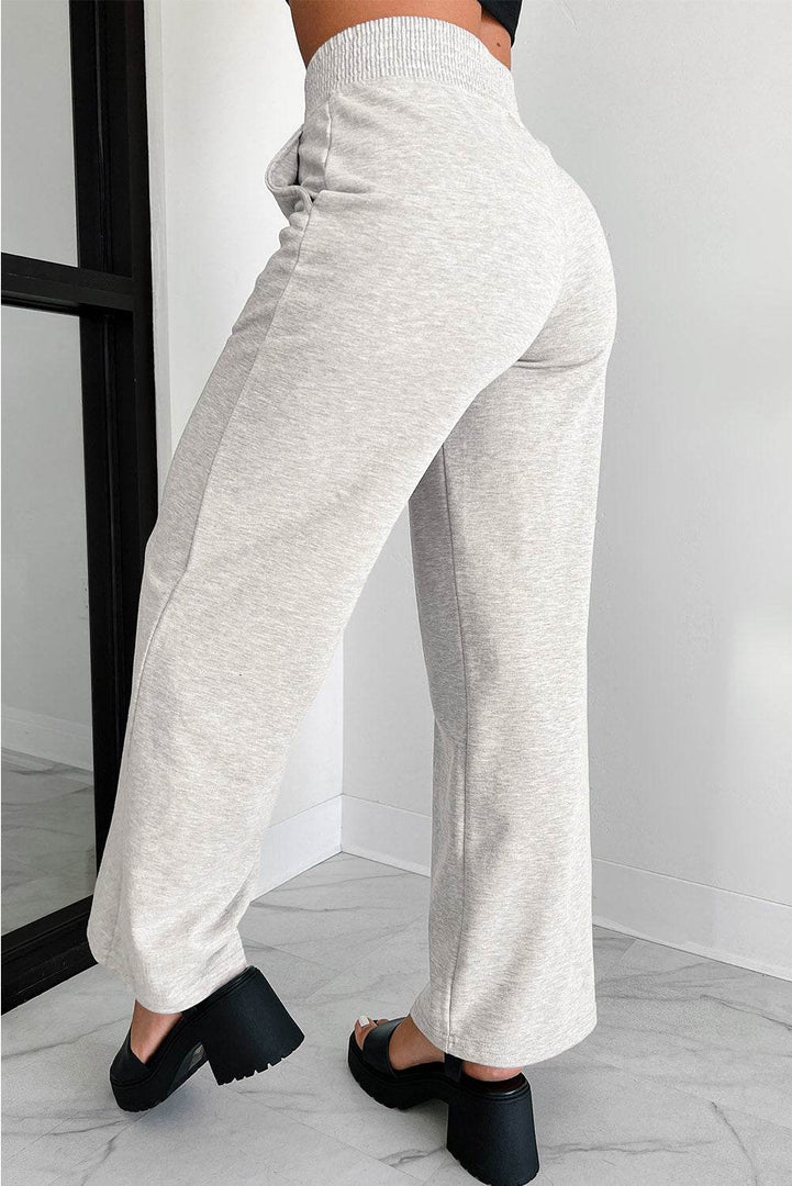 Light Grey Cross-Waist Wide Leg Lounge Pants - Fashion Queen -  3