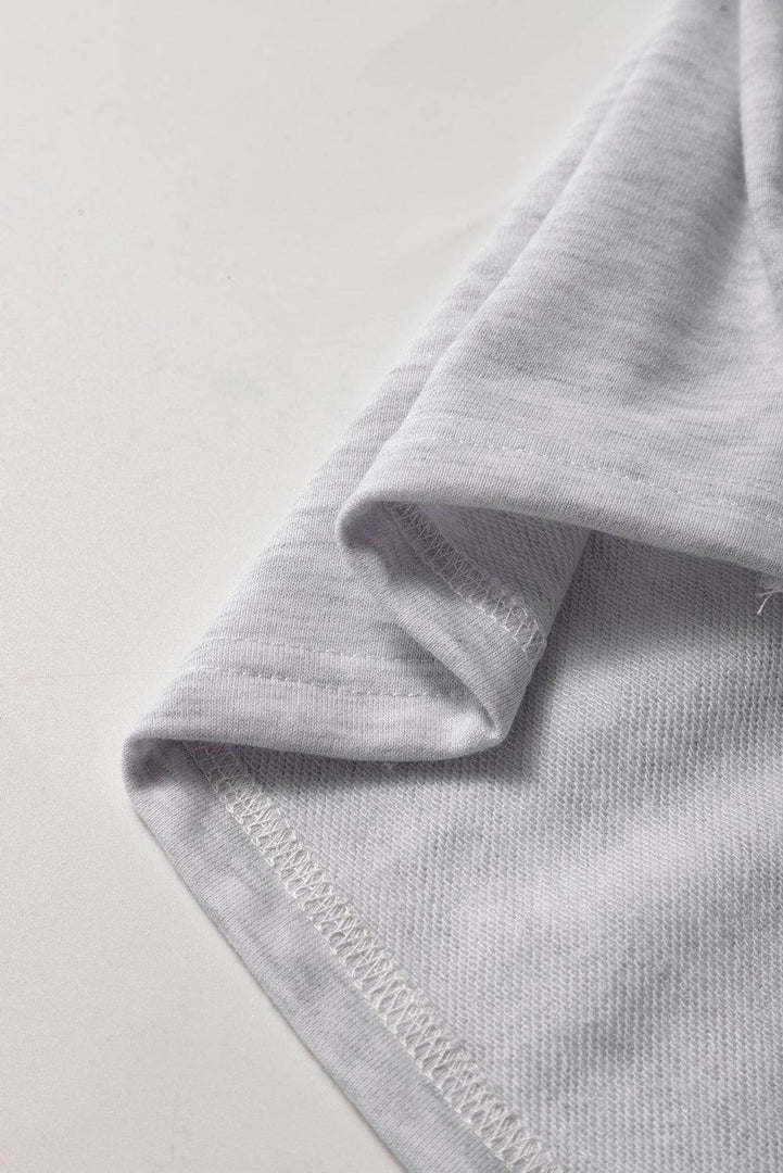 Light Grey French Terry Drawstring Mini Skort with Pockets - Fashion Queen -  12