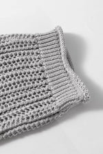 Load image into Gallery viewer, Light Grey Openwork Drawstring Hooded Short Sleeve Sweater Top - Fashion Queen -  11
