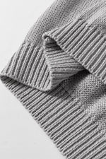 Load image into Gallery viewer, Light Grey Openwork Drawstring Hooded Short Sleeve Sweater Top - Fashion Queen -  14
