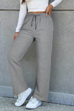 Load image into Gallery viewer, Light Grey Solid Color Fleece Lined Drawstring Waist Casual Pants - Fashion Queen -  1
