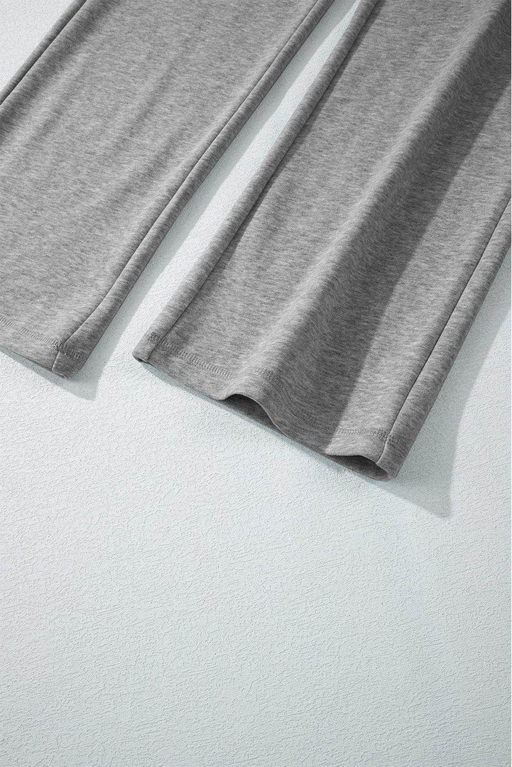 Light Grey Solid Color Fleece Lined Drawstring Waist Casual Pants - Fashion Queen -  20