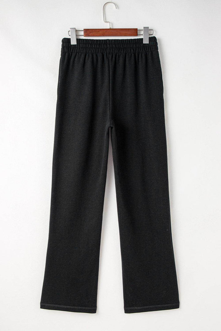Light Grey Solid Color Fleece Lined Drawstring Waist Casual Pants - Fashion Queen -  25