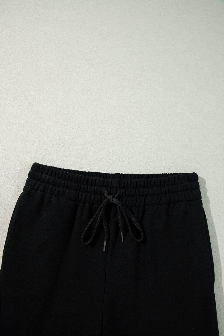 Light Grey Solid Color Fleece Lined Drawstring Waist Casual Pants - Fashion Queen -  30