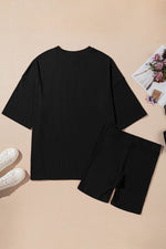 Load image into Gallery viewer, Light Grey Solid Color Loose Tunic Top and Slim Shorts Set - Fashion Queen -  27
