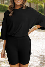 Load image into Gallery viewer, Light Grey Solid Color Loose Tunic Top and Slim Shorts Set - Fashion Queen -  6

