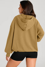 Load image into Gallery viewer, Light Grey Solid Kangaroo Pocket Half Zipper Oversized Hoodie - Fashion Queen -  12
