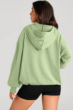 Load image into Gallery viewer, Light Grey Solid Kangaroo Pocket Half Zipper Oversized Hoodie - Fashion Queen -  17
