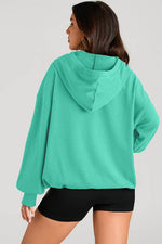 Load image into Gallery viewer, Light Grey Solid Kangaroo Pocket Half Zipper Oversized Hoodie - Fashion Queen -  26
