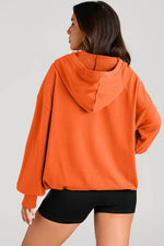 Load image into Gallery viewer, Light Grey Solid Kangaroo Pocket Half Zipper Oversized Hoodie - Fashion Queen -  5
