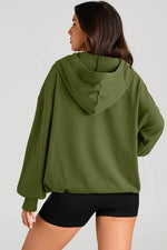Load image into Gallery viewer, Light Grey Solid Kangaroo Pocket Half Zipper Oversized Hoodie - Fashion Queen -  8
