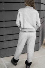 Load image into Gallery viewer, Light Grey Solid Zip Pullover Top and Drawstring Joggers Set - Fashion Queen -  2

