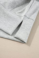 Load image into Gallery viewer, Light Grey Stand Neck Zipped Sweatshirt and Shorts Set - Fashion Queen -  14
