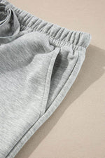 Load image into Gallery viewer, Light Grey Stand Neck Zipped Sweatshirt and Shorts Set - Fashion Queen -  9
