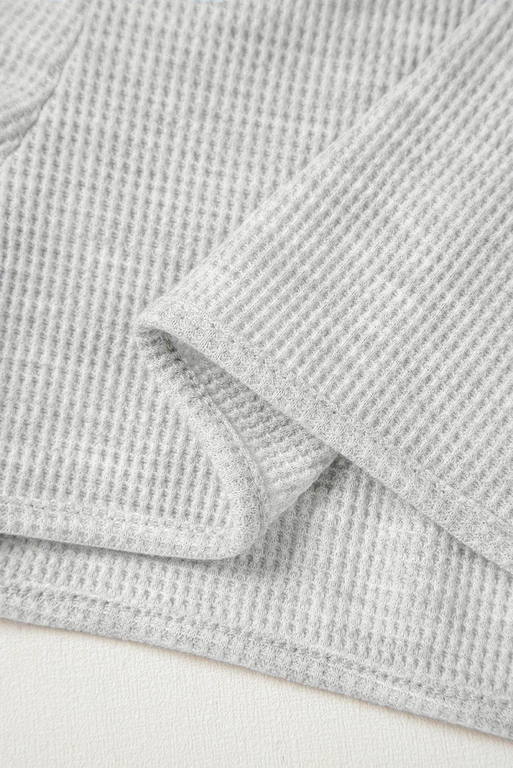 Light Grey Waffle Knit Sleeveless Buttoned Front Drawstring Waist Romper - Fashion Queen -  21