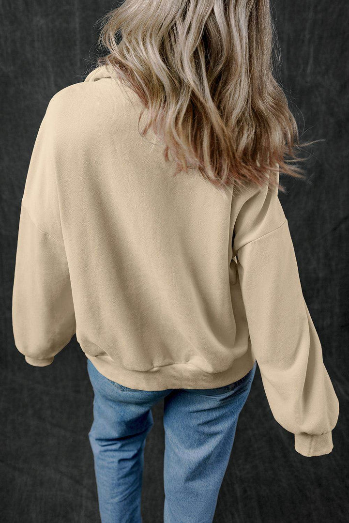 Light Grey Zip-up Stand Neck Kangaroo Pocket Sweatshirt - Fashion Queen -  11