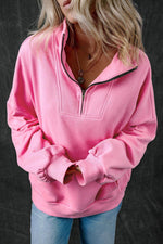 Load image into Gallery viewer, Light Grey Zip-up Stand Neck Kangaroo Pocket Sweatshirt - Fashion Queen -  25
