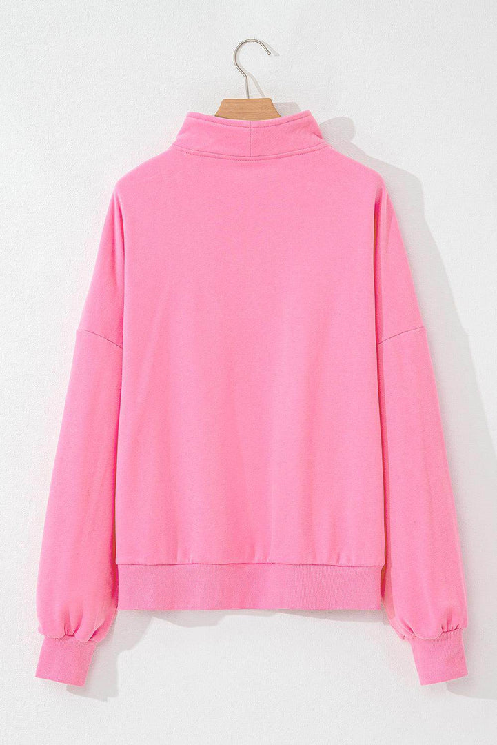 Light Grey Zip-up Stand Neck Kangaroo Pocket Sweatshirt - Fashion Queen -  27
