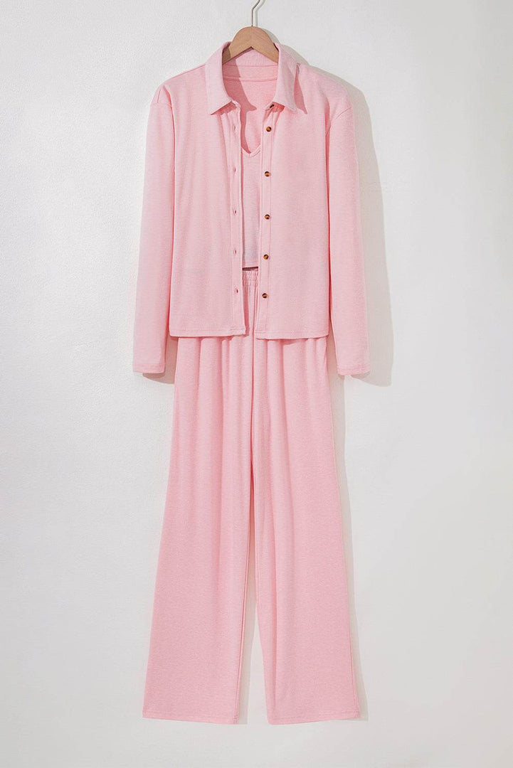 Light Pink 3-Piece Cozy Knit Lounge Set - Fashion Queen -  4