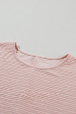Load image into Gallery viewer, Light Pink Solid Textured Ruffled Short Sleeve Blouse - Fashion Queen -  14
