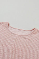 Load image into Gallery viewer, Light Pink Solid Textured Ruffled Short Sleeve Blouse - Fashion Queen -  22
