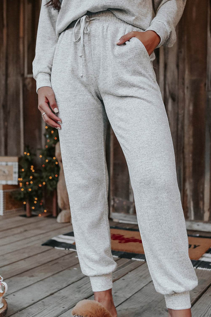 Long Sleeve Pullover and Jogger Pants Lounge Set - Fashion Queen -  27