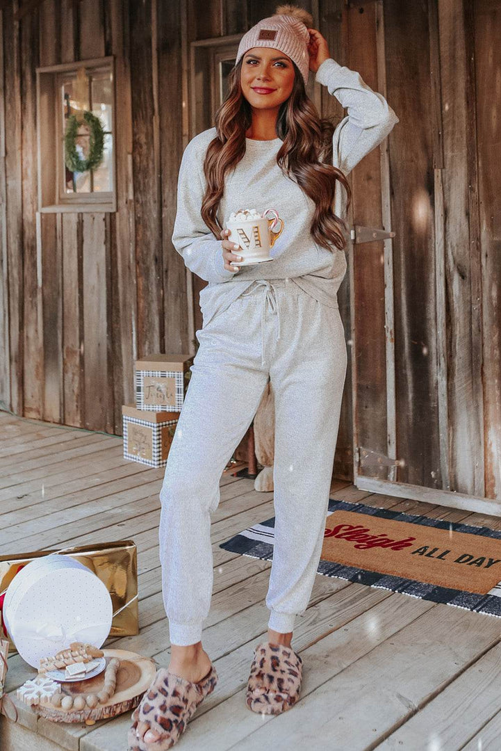 Long Sleeve Pullover and Jogger Pants Lounge Set - Fashion Queen -  29