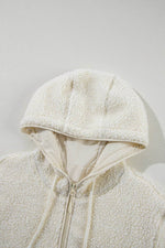 Load image into Gallery viewer, Medium Grey Fleece Zip Up Drawstring Hooded Pocketed Jacket - Fashion Queen -  22
