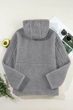 Load image into Gallery viewer, Medium Grey Fleece Zip Up Drawstring Hooded Pocketed Jacket - Fashion Queen -  6
