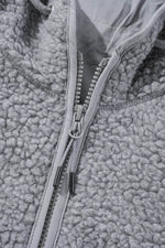 Load image into Gallery viewer, Medium Grey Fleece Zip Up Drawstring Hooded Pocketed Jacket - Fashion Queen -  8
