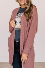 Load image into Gallery viewer, Mineral Red Solid Color Waffle Knit Cardigan with Pocket - Fashion Queen -  1
