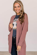 Load image into Gallery viewer, Mineral Red Solid Color Waffle Knit Cardigan with Pocket - Fashion Queen -  4
