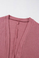Load image into Gallery viewer, Mineral Red Solid Color Waffle Knit Cardigan with Pocket - Fashion Queen -  9
