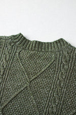 Load image into Gallery viewer, Mist Green Cable Knit Drop Shoulder Loose Fit Sweater Dress - Fashion Queen -  12
