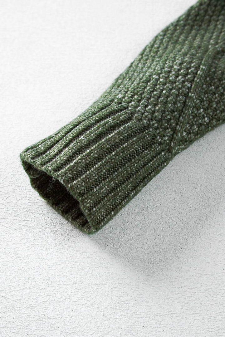Mist Green Cable Knit Drop Shoulder Loose Fit Sweater Dress - Fashion Queen -  13