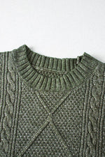 Load image into Gallery viewer, Mist Green Cable Knit Drop Shoulder Loose Fit Sweater Dress - Fashion Queen -  8
