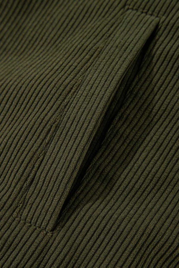 Mist Green Corduroy Fleece Patchwork Buttoned Bomber Jacket - Fashion Queen -  10