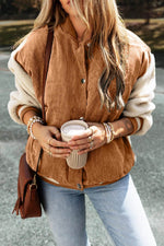 Load image into Gallery viewer, Mist Green Corduroy Fleece Patchwork Buttoned Bomber Jacket - Fashion Queen -  21
