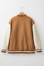 Load image into Gallery viewer, Mist Green Corduroy Fleece Patchwork Buttoned Bomber Jacket - Fashion Queen -  23
