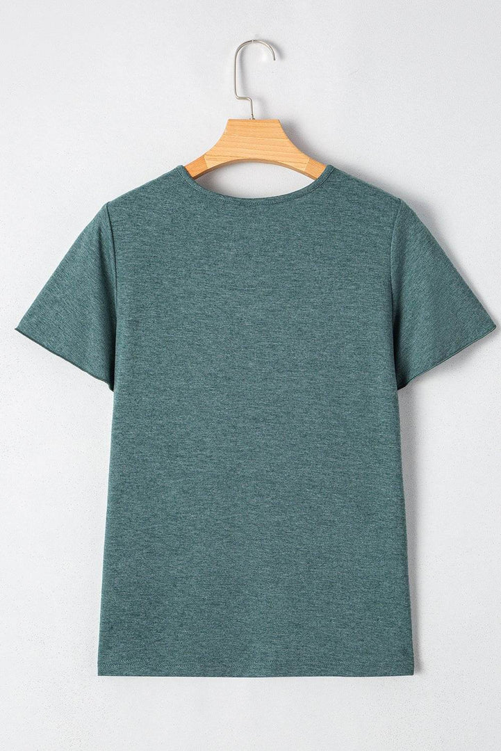 Mist Green Crisscross V Neck Butterfly Sleeve T Shirt - Fashion Queen -  5