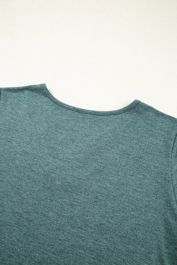 Mist Green Crisscross V Neck Butterfly Sleeve T Shirt - Fashion Queen -  7