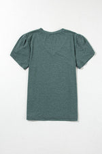 Load image into Gallery viewer, Mist Green Fashion Petal Sleeve V Neck T Shirt - Fashion Queen -  14
